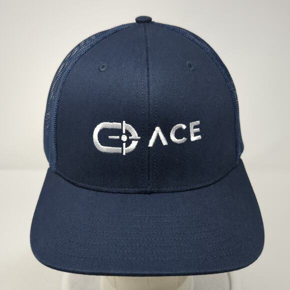ACE Snapback Mesh Back Trucker Hat Blue One Size Adjustable Richardson - Picture 2 of 10
